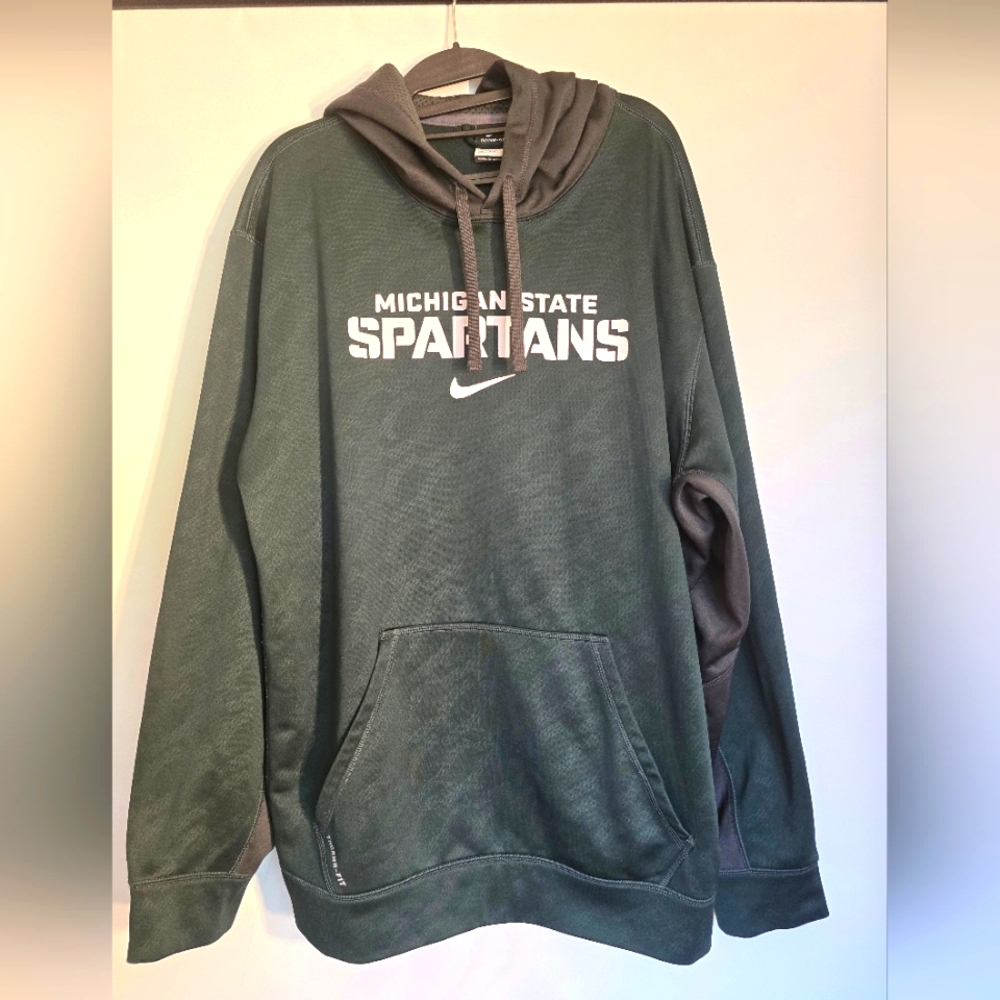NIKE BETTER WORLD SPARTAN THERM-FIT GREEN/GRAY HOODIE PATTERN SIZE XXL